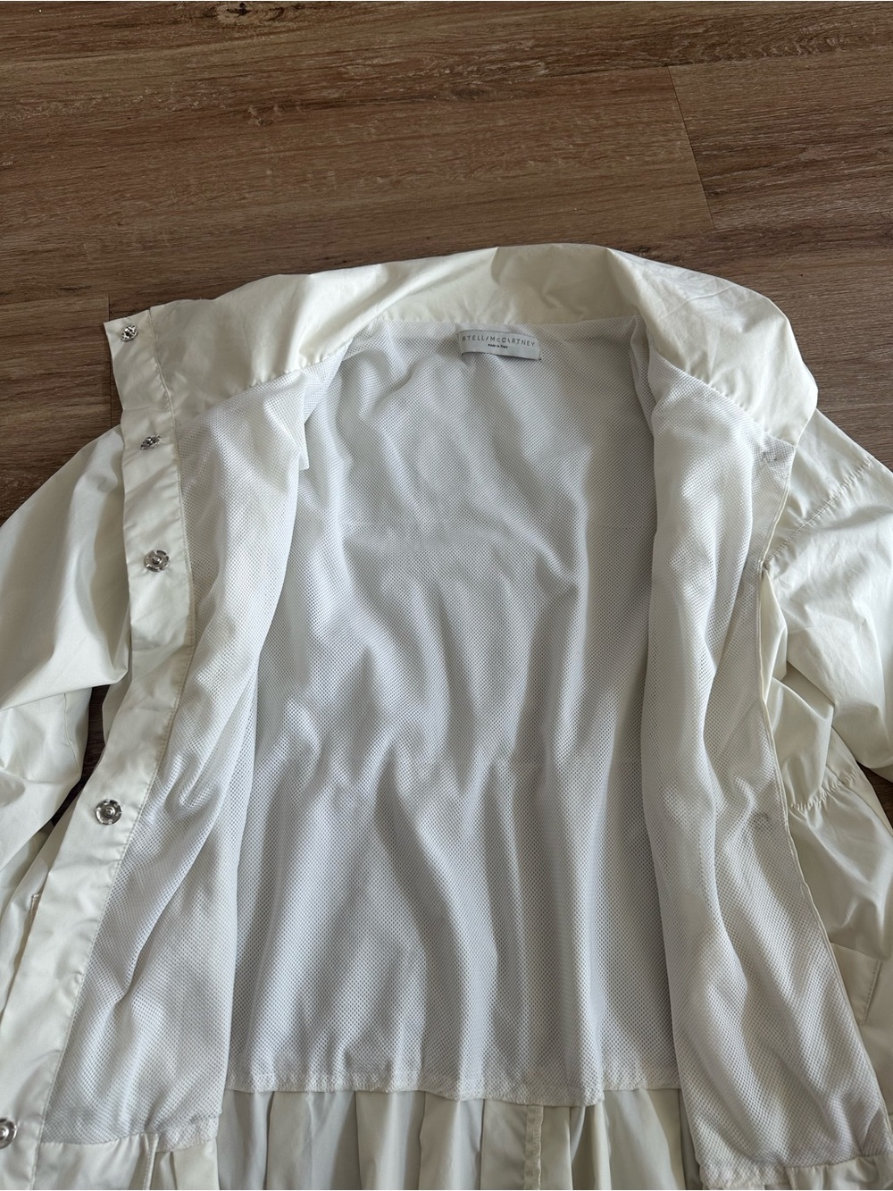 STELLA MCCARTNEY | CREAM PLEATED A-LINE JACKET/ RAIN COAT/ WINDBREAKER | EUC SZ4 - Picture 7 of 9